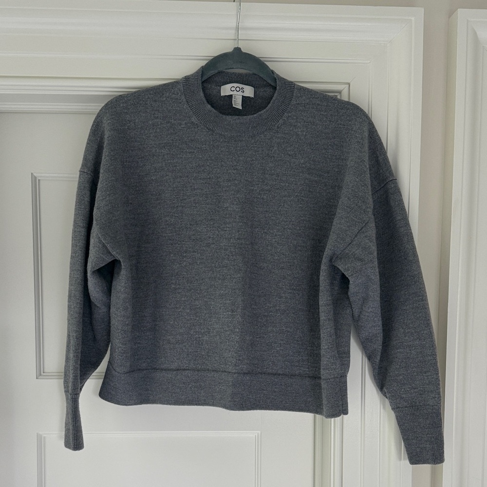COS Charcoal Crew Neck Wool Sweater - Small